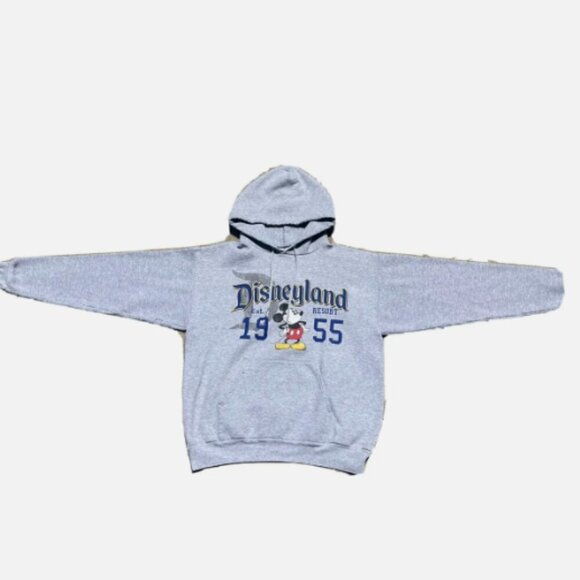 Vintage Authentic - Disneyland - Gray Fuzzy Hooded Sweatshirt - Size L - Picture 2 of 5